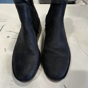 Fly London yama women's black suede wedge side zipper ankle boots size 9